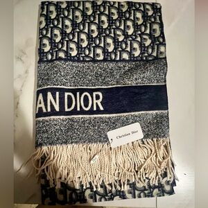 Dior Blue and White Patterned Throw